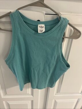 Destined Teal Ribbed Cropped Tank - Women's Sleeveless Top
